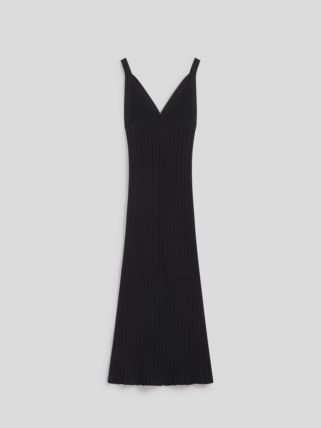 ABITO LUNGO NERO SMANICATO IN MAGLIA DI VISCOSA A COSTE - NERO - Abbigliamento Donna | Pence 1979