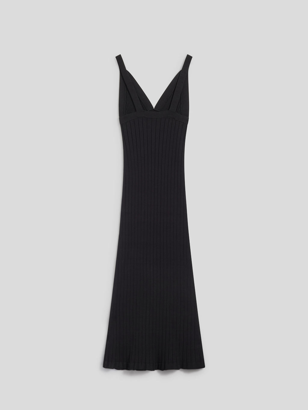 ABITO LUNGO NERO SMANICATO IN MAGLIA DI VISCOSA A COSTE - NERO - Abbigliamento Donna | Pence 1979
