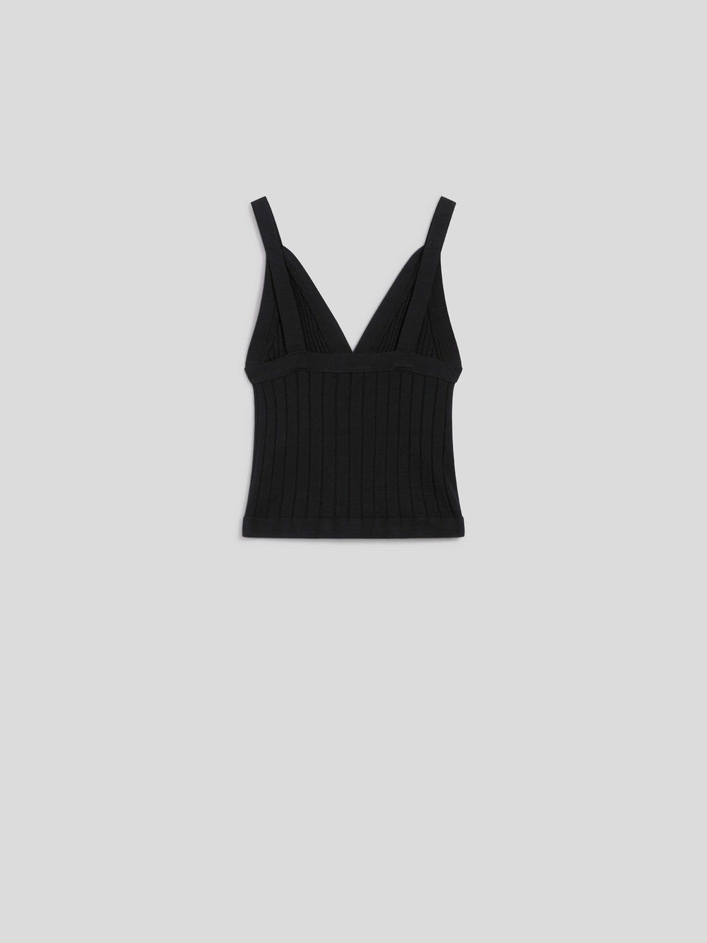 BLACK SLIM FIT RIBBED VISCOSE KNIT TOP IN BLACK COLOR - BLACK - Check Active | Pence 1979