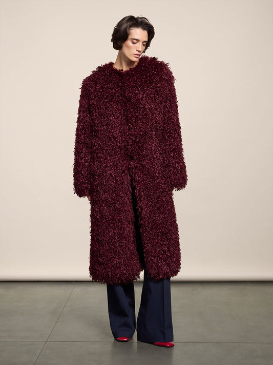 CAPPOTTO GIROCOLLO IN ECOPELLICCIA PORPORA REGULAR FIT - PORPORA - Check Active | Pence 1979