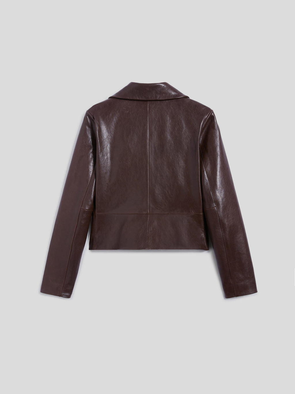 SLIM FIT MAHOGANY LEATHER SHORT SINGLE BREASTED BLAZER WITH PEAK LAPELS - MAHOGANY - Capi in Pelle Donna | Pence 1979