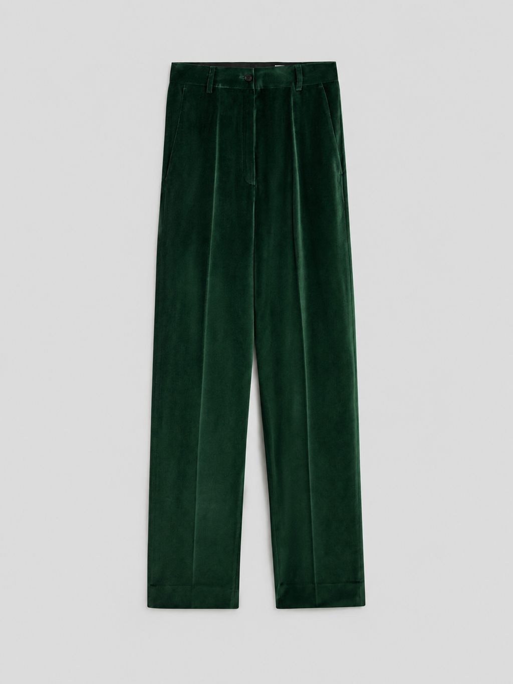 PANTALONE "LARGO" IN VELLUTO LISCIO FORESTA CON TASCHE ALLA FRANCESE - FORESTA - Abbigliamento Donna | Pence 1979