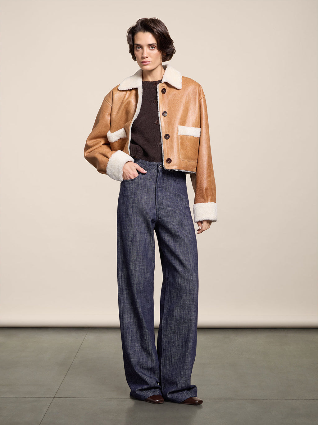 HIGH RISE WIDE LEG FIVE POCKET SPICY BLUE DENIM PANTS - SPICY BLUE - Check Active | Pence 1979