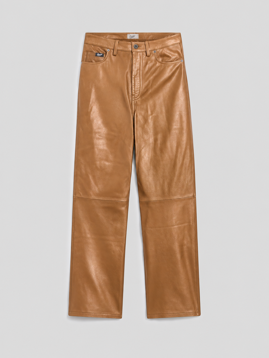 HIGH RISE WIDE LEG FIVE POCKET CARAMEL LEATHER PANTS - CARAMEL - Capi in Pelle Donna | Pence 1979