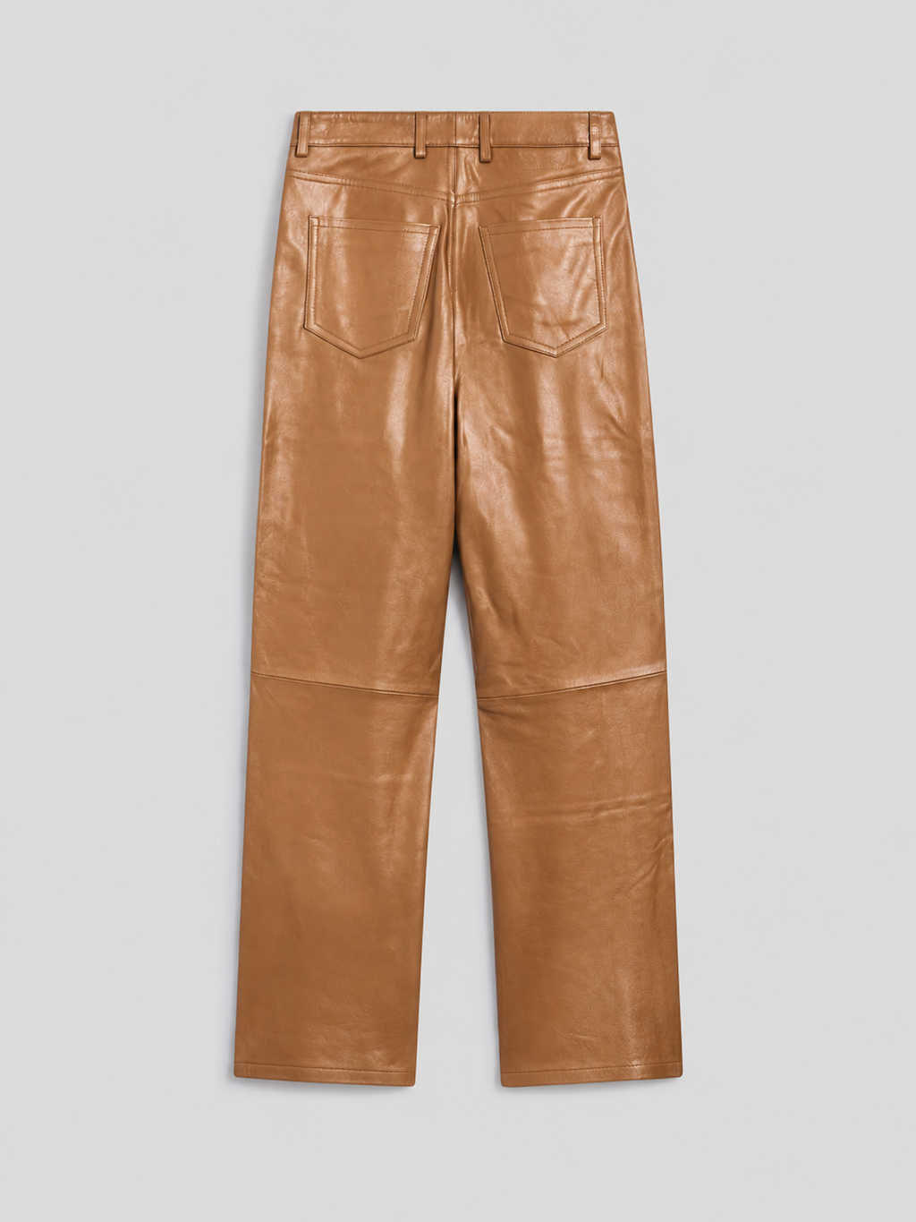 HIGH RISE WIDE LEG FIVE POCKET CARAMEL LEATHER PANTS - CARAMEL - Capi in Pelle Donna | Pence 1979