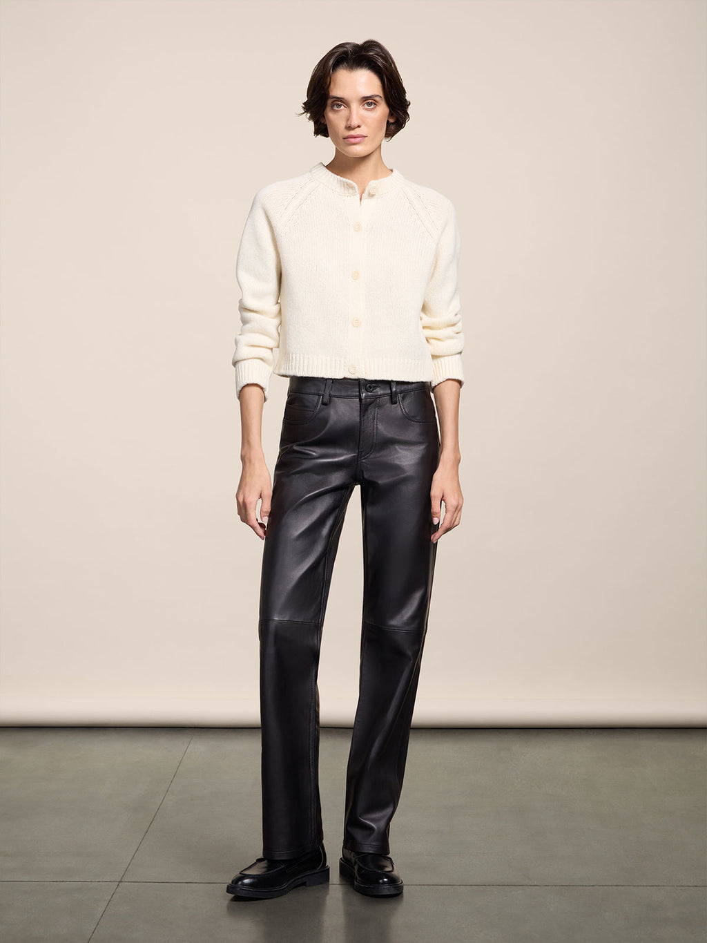 REGULAR BACK LEATHER FIVE POCKET PANTS - BLACK - Capi in Pelle Donna | Pence 1979