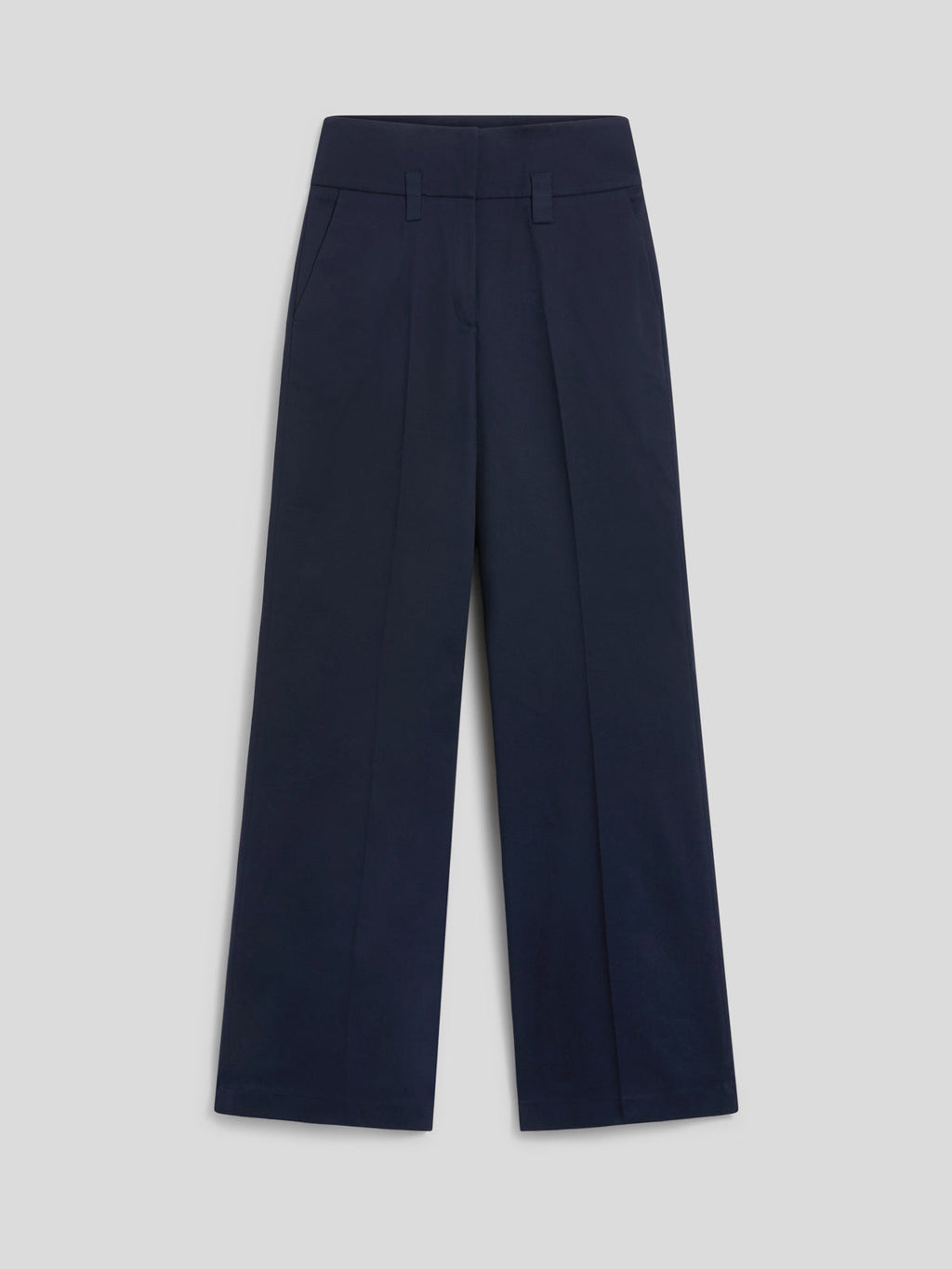 HIGH WAISTED BLUE NAVY WIDE-LEG TROUSERS WITH LOW BELT LOOPS - BLUE NAVY - Check Active | Pence 1979