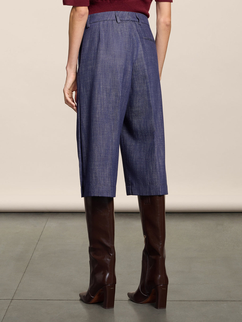 LOOSE FIT SPICY BLUE DENIM BERMUDA SHORTS WITH SIDE BUTTON OPENINGS - SPICY BLUE - Check Active | Pence 1979