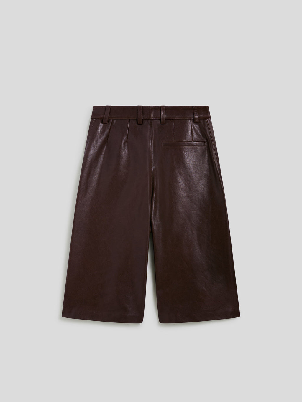 LOOSE FIT MAHOGANY LEATHER BERMUDA SHORTS WITH SIDE BUTTON OPENINGS - MAHOGANY - Capi in Pelle Donna | Pence 1979