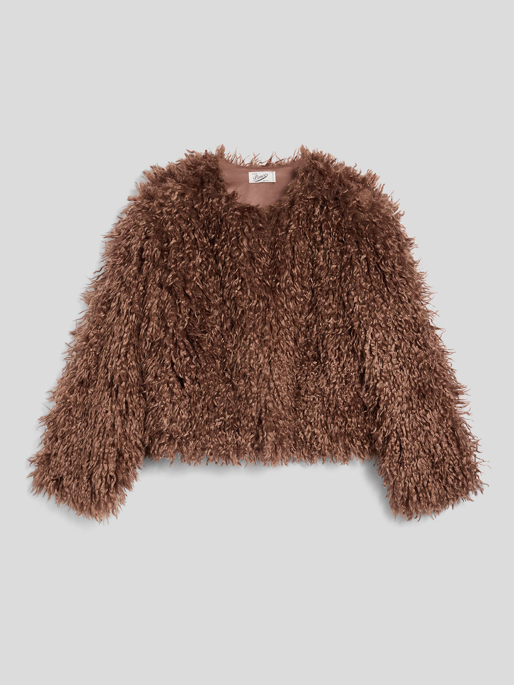 REGULAR FIT WOOD FAUX FUR SHORT JACKET - WOOD - Check Active | Pence 1979