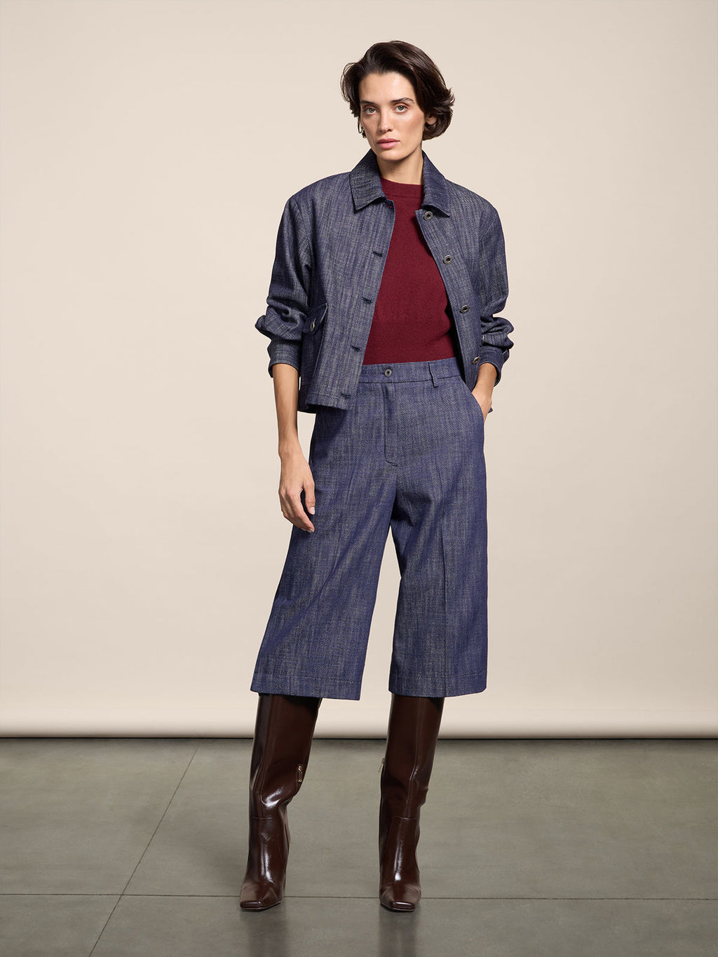 OVERSHIRT REGULAR FIT IN DENIM LEGGERO SPICY BLU CON TASCHE APPLICATE - SPICY BLU - Check Active | Pence 1979