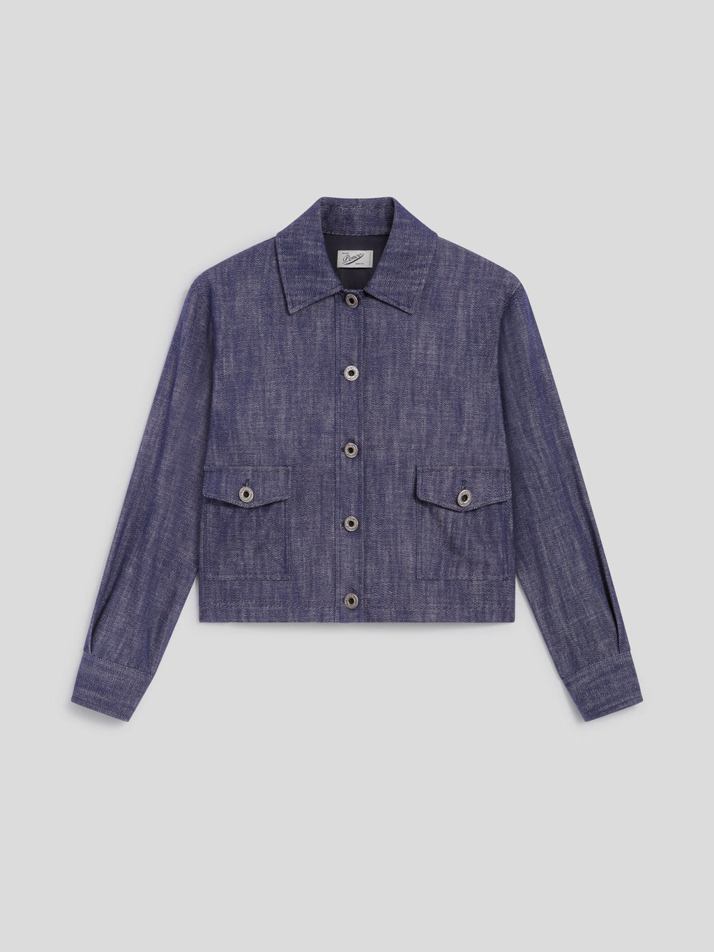OVERSHIRT REGULAR FIT IN DENIM LEGGERO SPICY BLU CON TASCHE APPLICATE - SPICY BLU - Check Active | Pence 1979