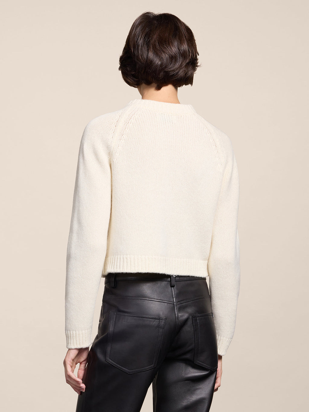 REGULAR FIT WOOL CREW-NECK CARDIGAN WITH RAGLAN SLEEVES NATURAL - NATURAL - Check Active | Pence 1979