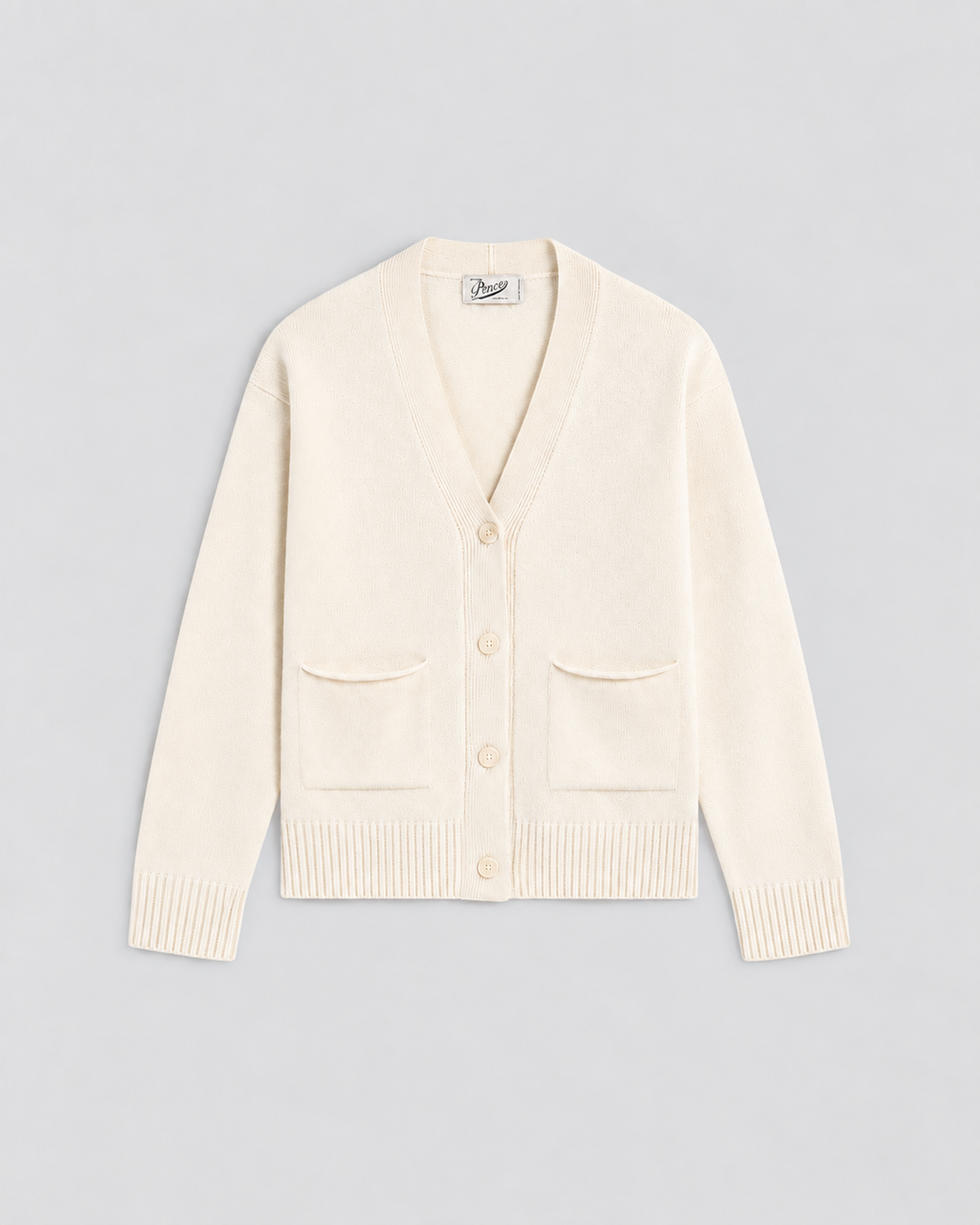 RELAXED FIT WOOL CARDIGAN NATURAL - NATURAL - Check Active | Pence 1979