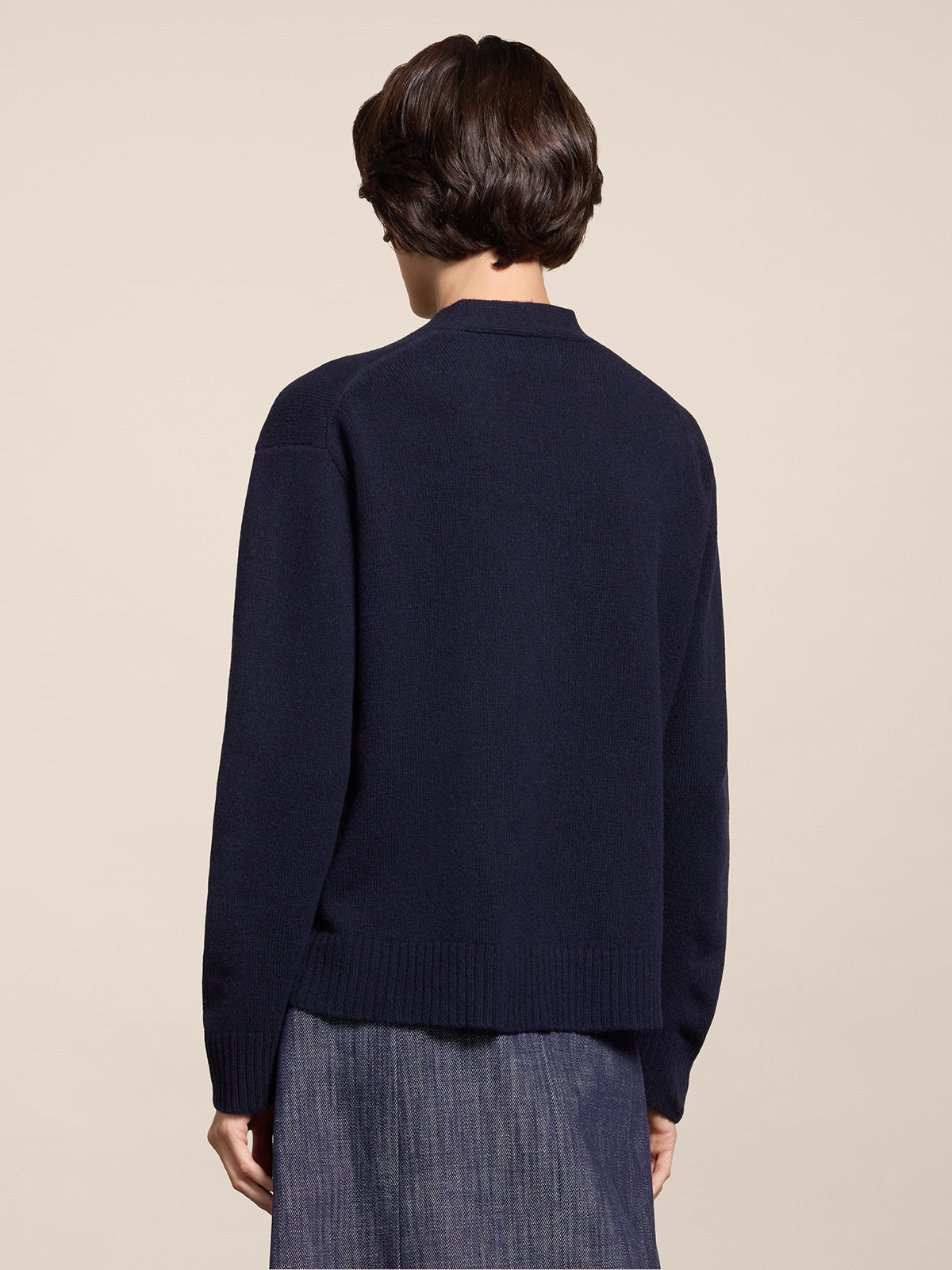 RELAXED FIT WOOL CARDIGAN BLUE NAVY