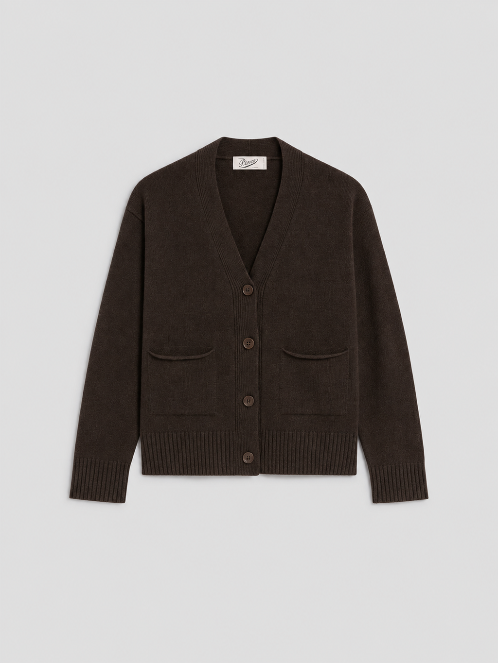 RELAXED FIT WOOL CARDIGAN MAHOGANY - MAHOGANY - Check Active | Pence 1979