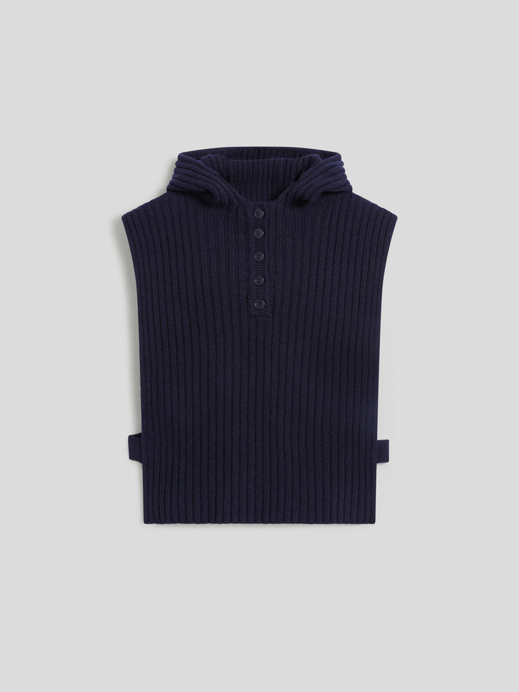 RIBBED WOOL HOODIE VEST BLUE NAVY - BLUE NAVY - Check Active | Pence 1979