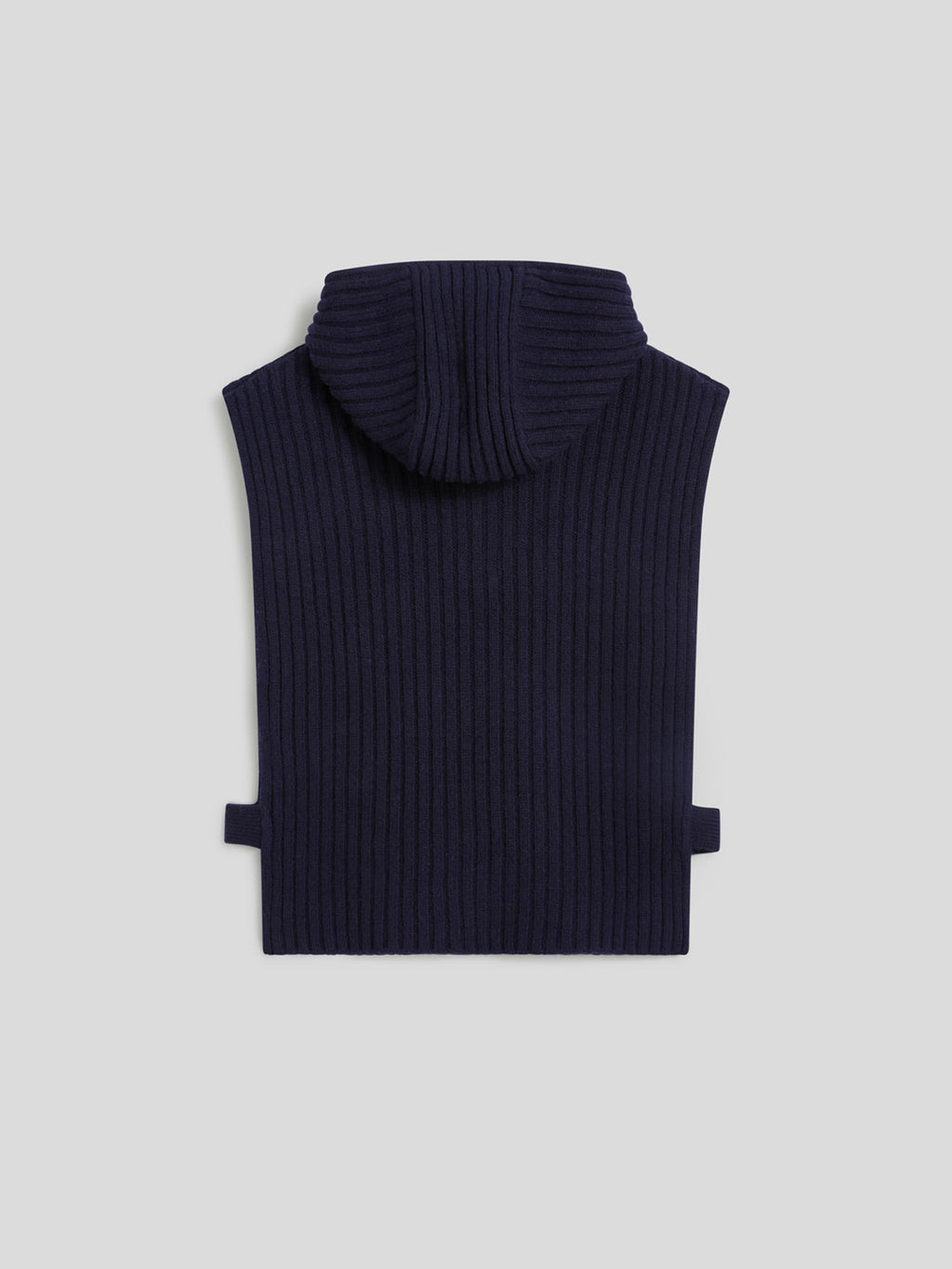 RIBBED WOOL HOODIE VEST BLUE NAVY - BLUE NAVY - Check Active | Pence 1979