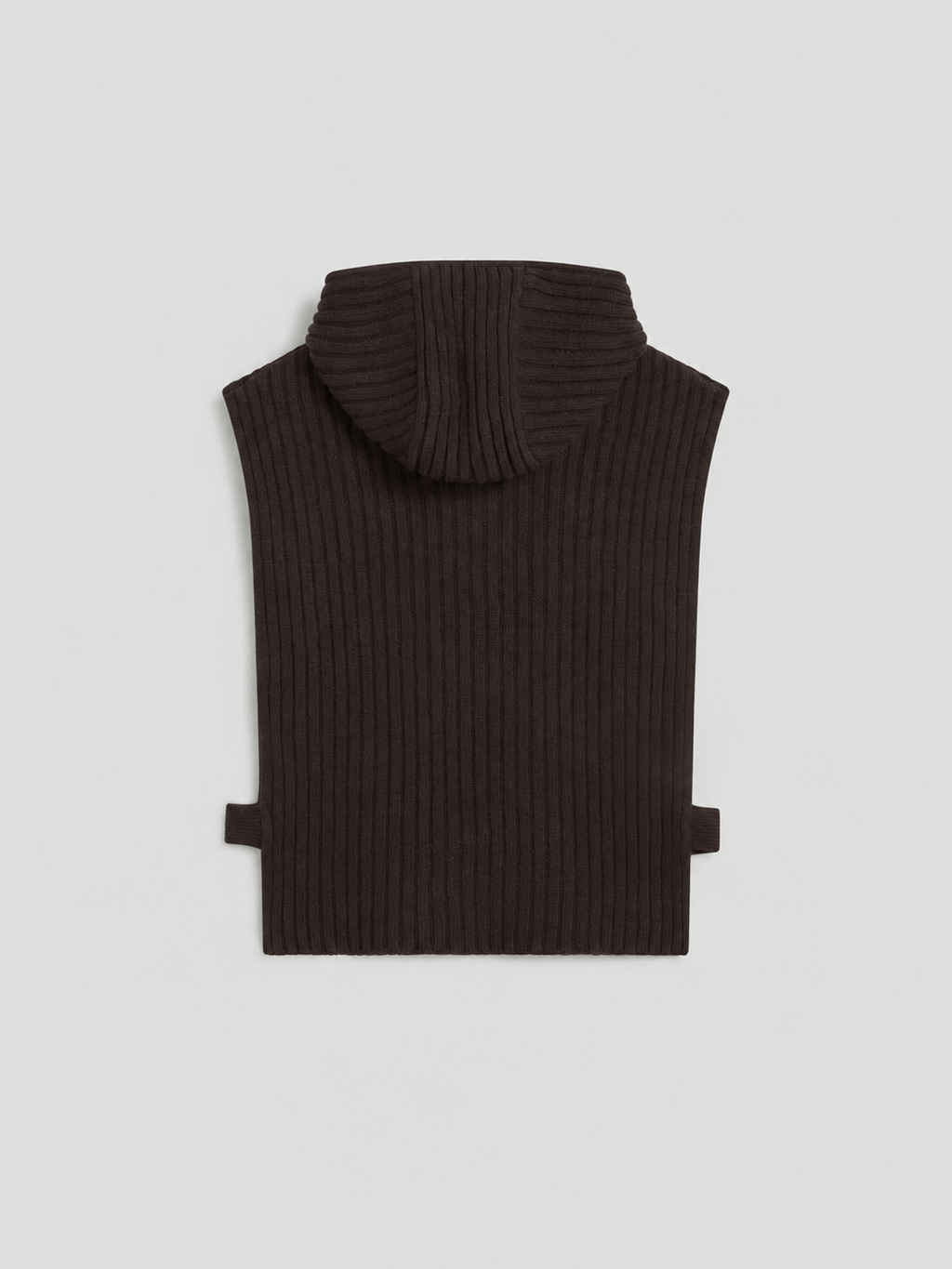 RIBBED WOOL HOODIE VEST MAHOGANY - MAHOGANY - Check Active | Pence 1979