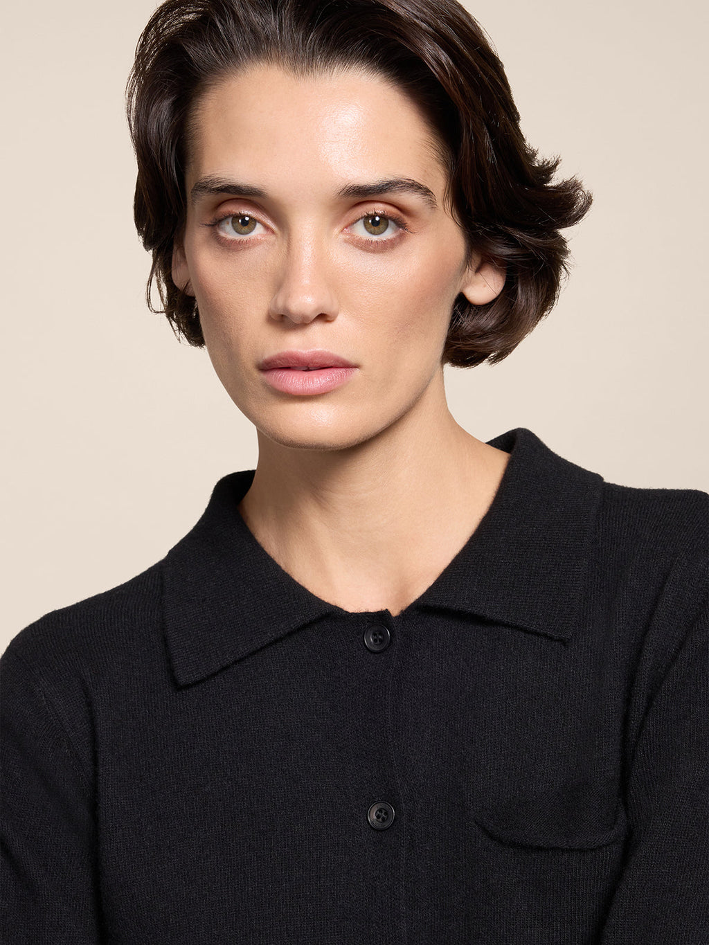 REGULAR FIT POLO IN BLACK WITH BUTTONS - BLACK - Check Active | Pence 1979