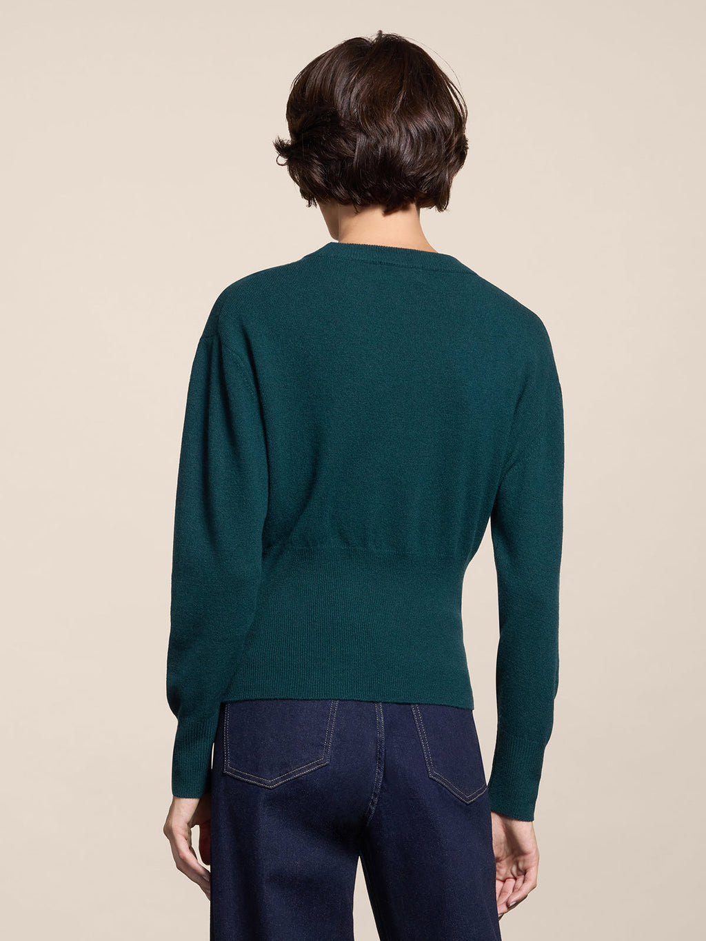 REGULAR FIT CROPPED CREW NECK SWEATER BOTTLE - BOTTLE - Check Active | Pence 1979