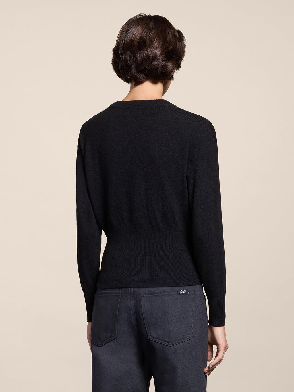 MAGLIA LEGGERA GIROCOLLO NERO IN LANA CASHMERE REGULAR FIT - NERO - Abbigliamento Donna | Pence 1979