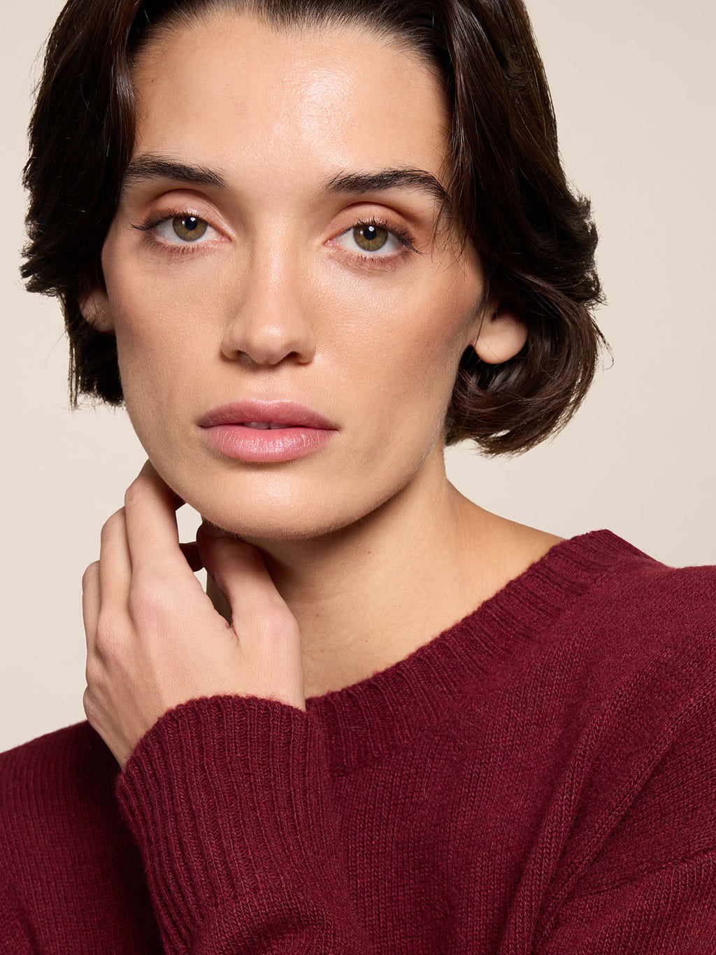 MAGLIA GIROCOLLO CON BORDI A COSTINE RELAXED FIT BORDEAUX - BORDEAUX - Abbigliamento Donna | Pence 1979