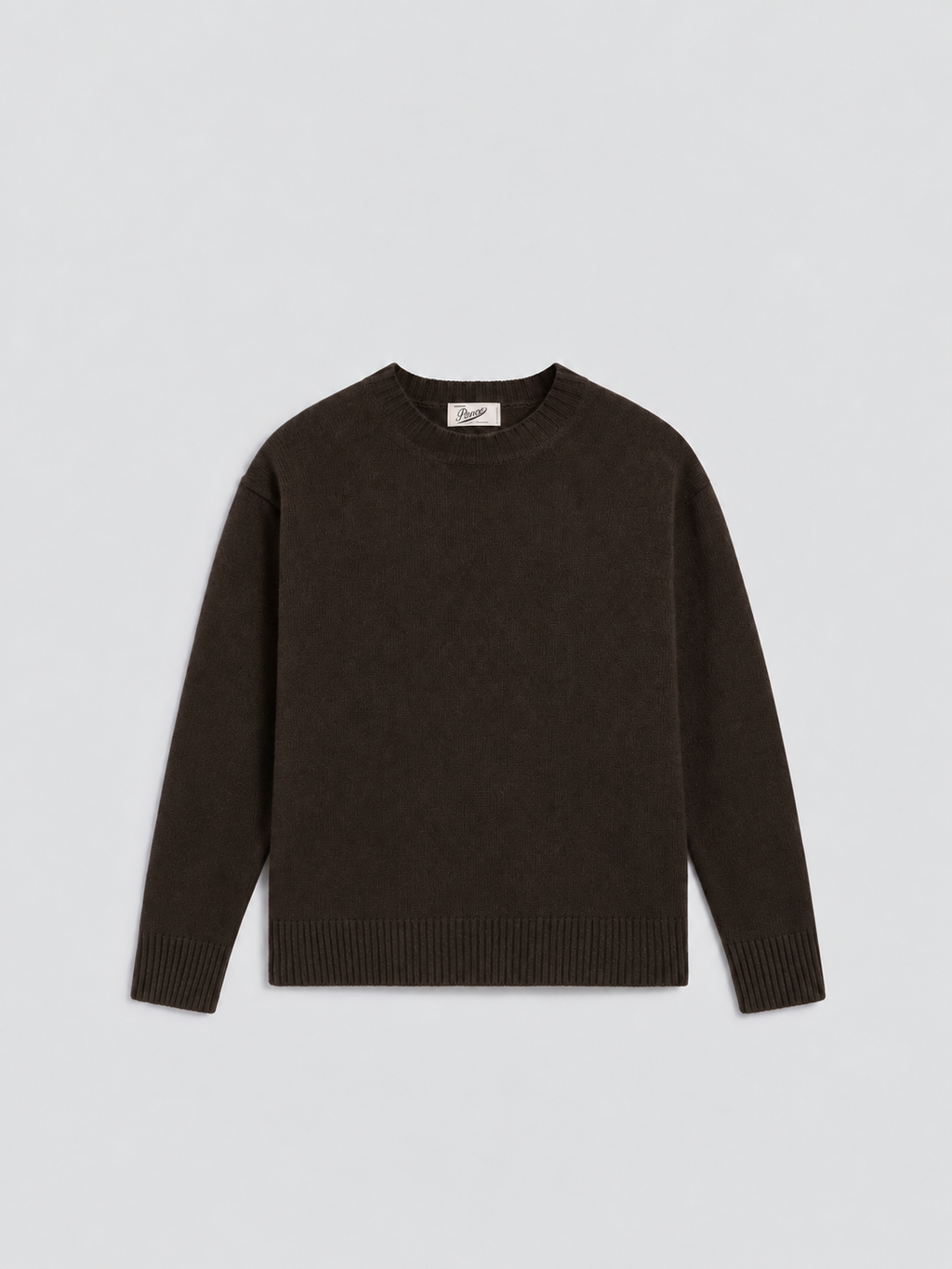 MAHOGANY RELAXED-FIT, CREW-NECK SWEATER WITH RIBBED TRIMS - MAHOGANY - Check Active | Pence 1979