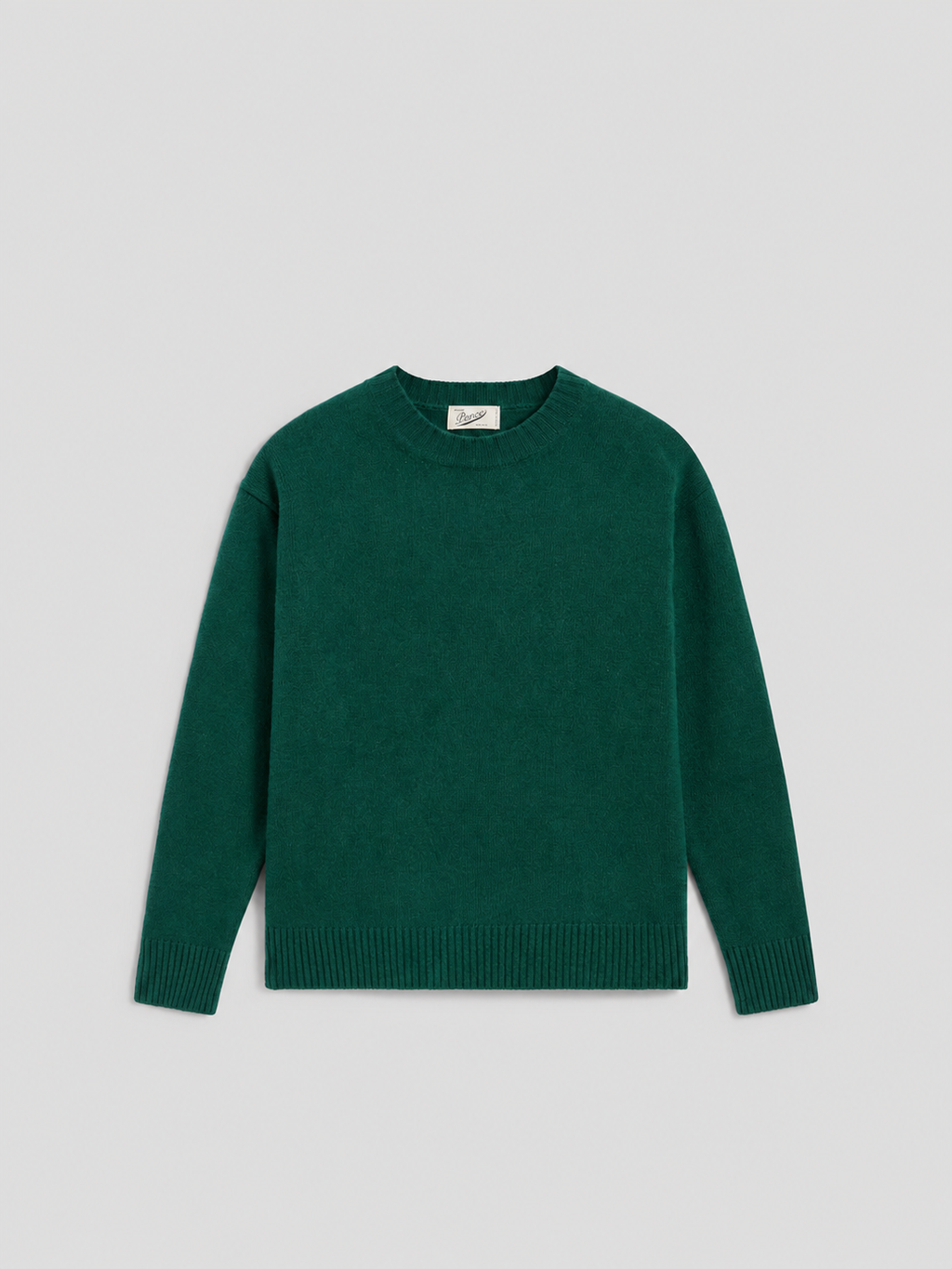 BOTTLE-GREEN RELAXED-FIT, CREW-NECK SWEATER WITH RIBBED TRIMS - BOTTLE - Check Active | Pence 1979