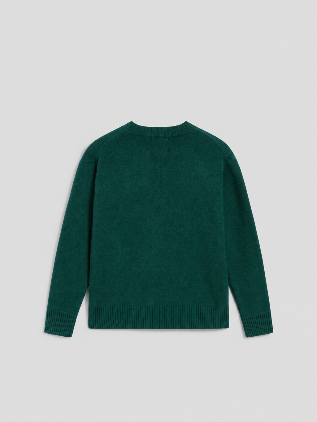 BOTTLE-GREEN RELAXED-FIT, CREW-NECK SWEATER WITH RIBBED TRIMS - BOTTLE - Check Active | Pence 1979