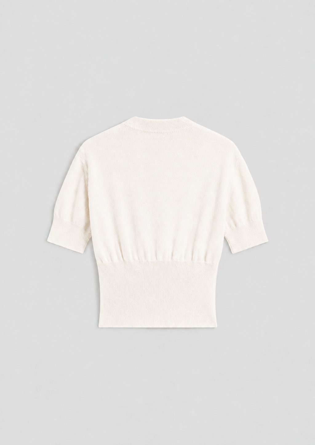 SHORT-SLEEVED CREW-NECK SWEATER WITH A HIGH RIBBED TRIM IN NATURAL WOOL AND CASHMERE, REGULAR FIT - NATURAL - Check Active | Pence 1979