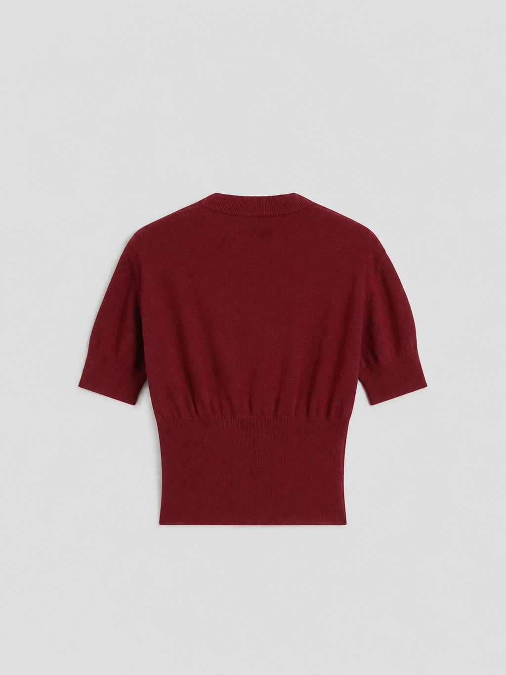 SHORT-SLEEVED CREW-NECK SWEATER WITH A HIGH RIBBED TRIM IN BURGUNDY WOOL AND CASHMERE, REGULAR FIT - BORDEAUX - Check Active | Pence 1979