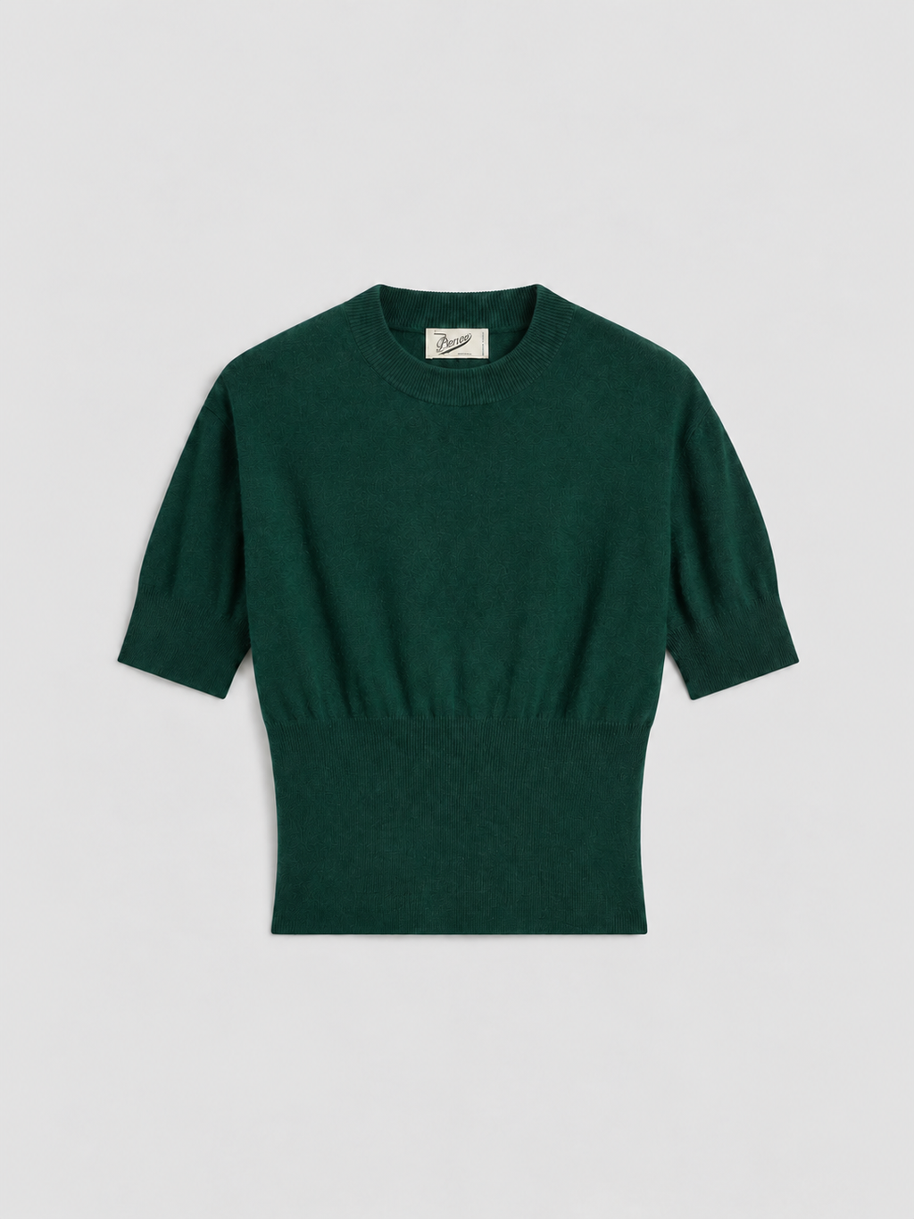 MAGLIA GIROCOLLO MANICA CORTA CON BORDO ALTO IN LANA E CASHMERE REGULAR FIT BOTTIGLIA - BOTTIGLIA - Abbigliamento Donna | Pence 1979