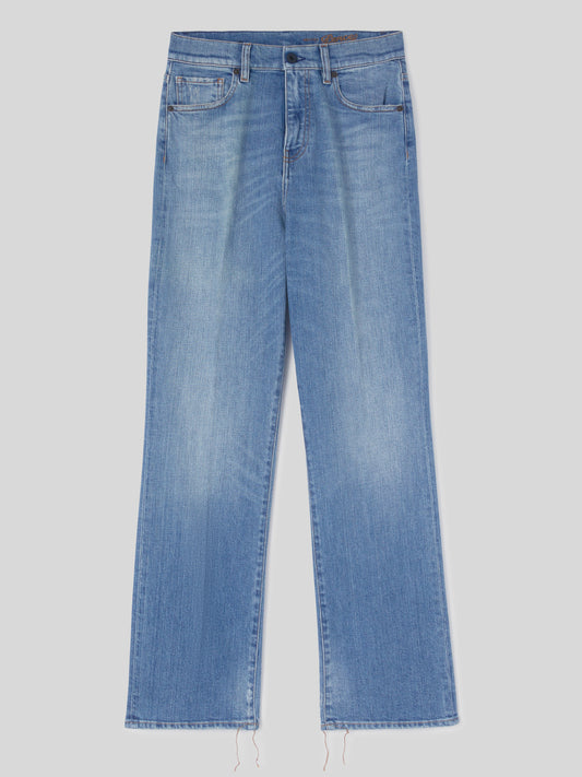 Jeans da Donna a Vita Alta con Piega Stirata