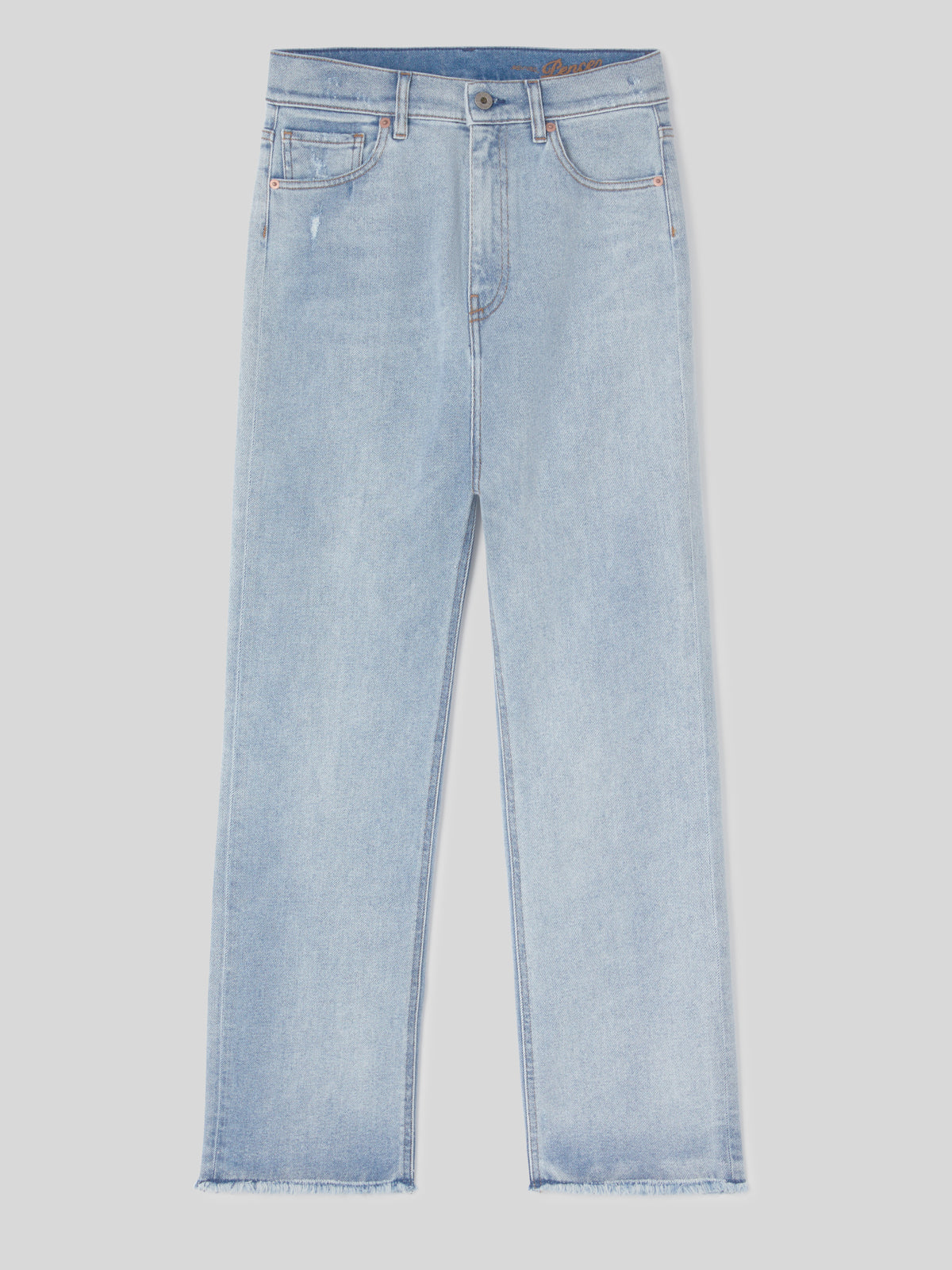 Jeans da Donna a Vita Alta Rifinita con Pieghe Stirate