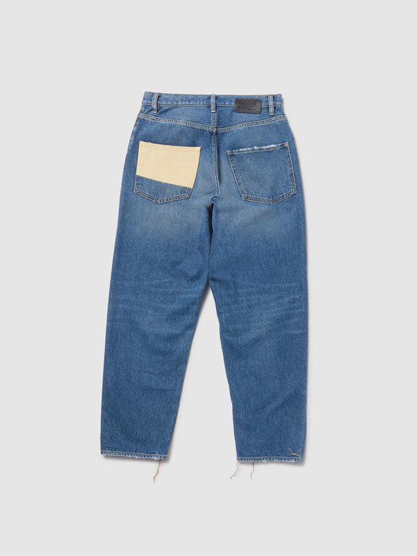 5 TASCHE MOM FIT DENIM BLU TOPPE AVORIO