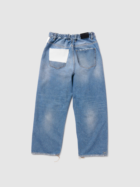 5 TASCHE OVERSIZE DENIM BLU TOPPE BIANCHE