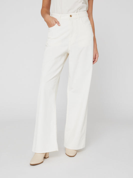 Pantalone Flare da Donna a vita alta avorio