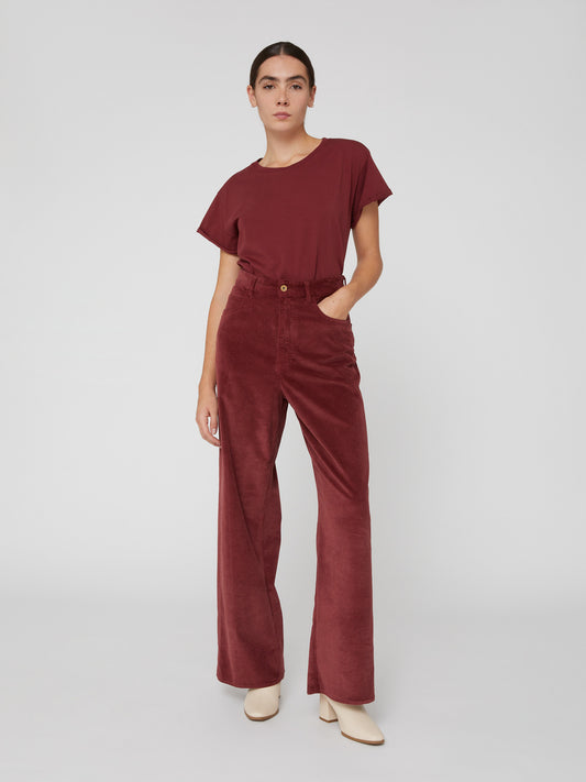 Pantalone Flare da Donna a vita alta rosso