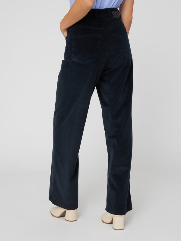 Pantalone Flare da Donna a vita alta blu scuro