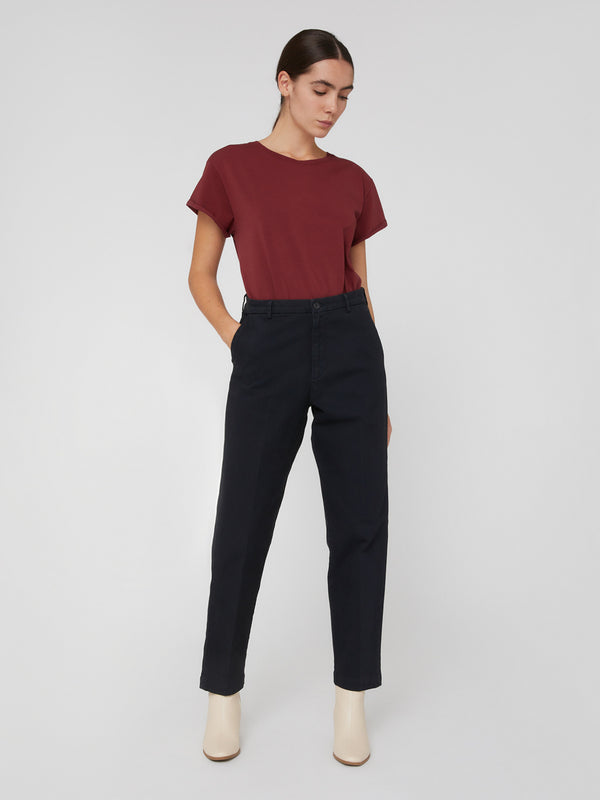 Pantalone Chino da Donna a vita alta blu