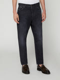 5 Tasche da Uomo Loose Fit Denim Nero Misto Cotone Canapa