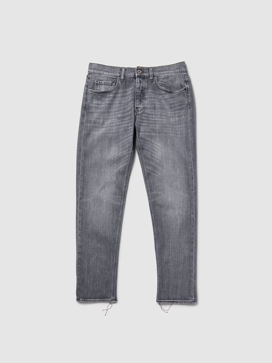 Jeans Slim Fit da Uomo in Denim Elasticizzato Grigio Chiaro