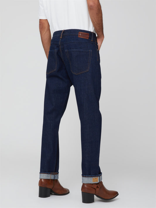 Jeans Regular Fit da Uomo Blu Scuro a Gamba Dritta
