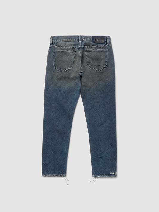 Jeans Slim Fit da Uomo Realizzati in Denim Elasticizzato con Lavaggio Blu Medio