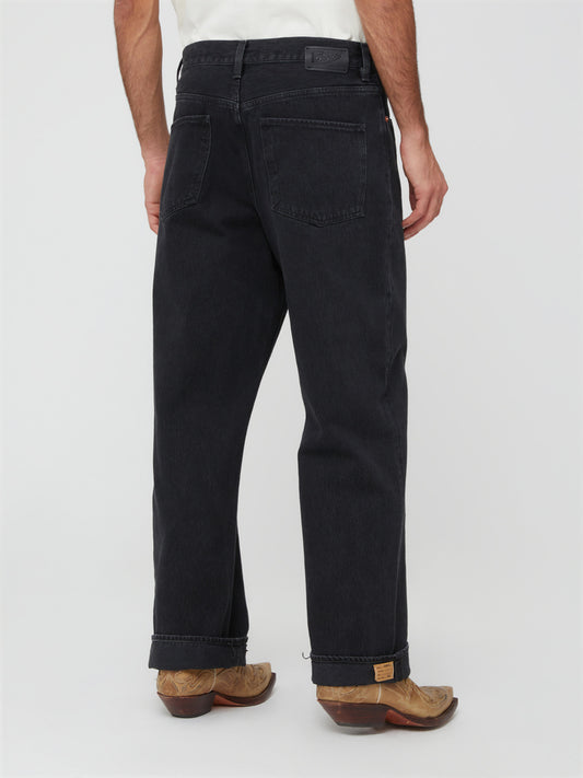 Jeans Loose Fit da Uomo Grigio Scuro a Gamba Dritta