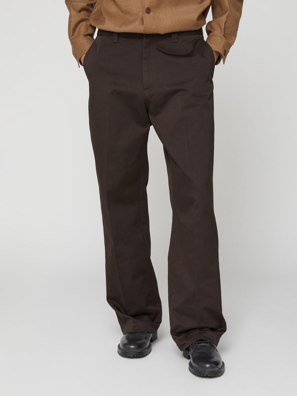 PANTALONE OVERSIZE IN GABARDINA MARRONE