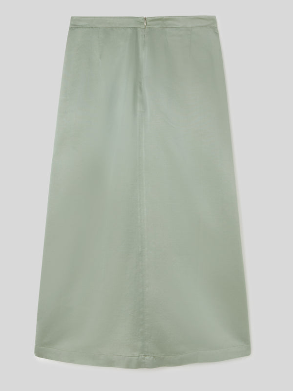 Gonna da Donna Lunga a Pieghe Cotone Seta Light Green