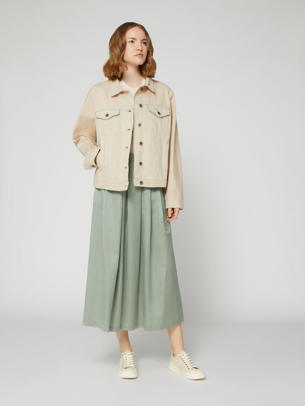 Gonna da Donna Lunga a Pieghe Cotone Seta Light Green.jpg