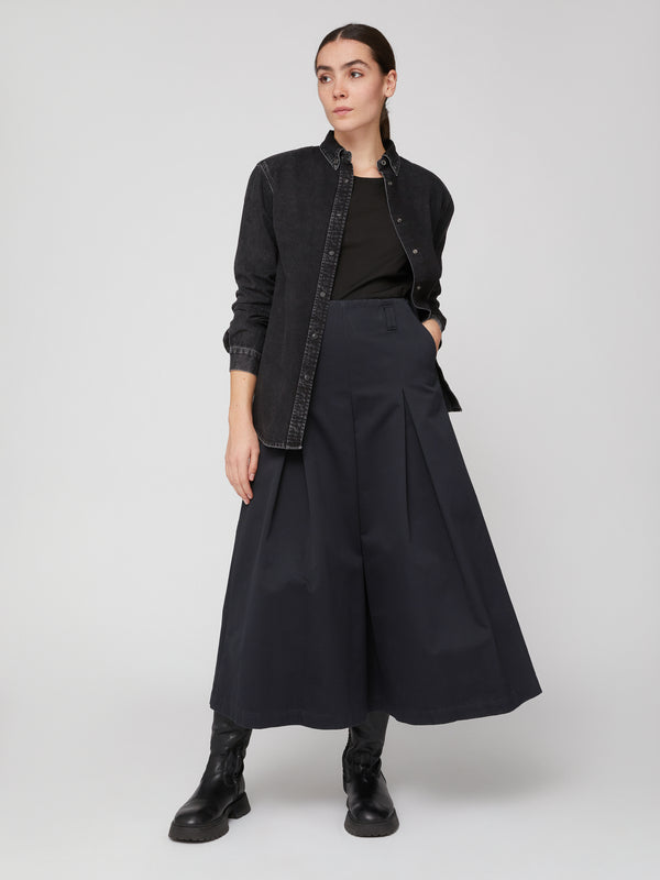 GONNA LUNGA IN GABARDINA BLU
